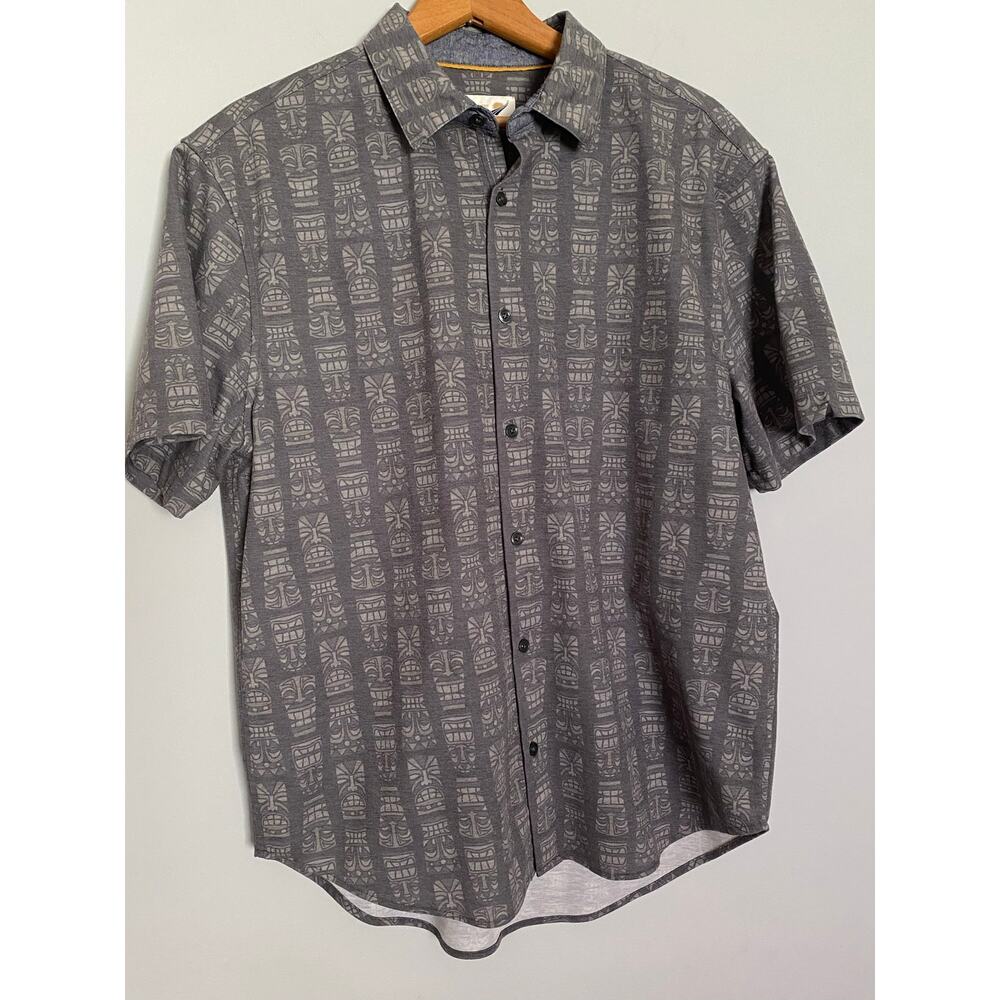 Fundamental Coast Tiki Island Men's Large‎ Short Sleeve Shirt Going Out Vacation